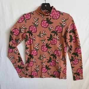 Scotch & Soda mock neck top Floral Long Sleeve Top size 14. NWT